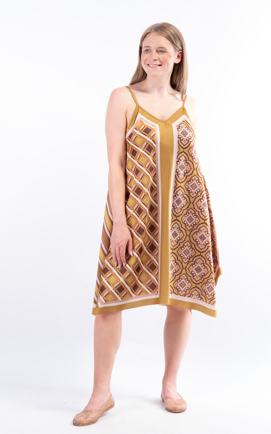 Handkerchief Paisley Dress | Mustard