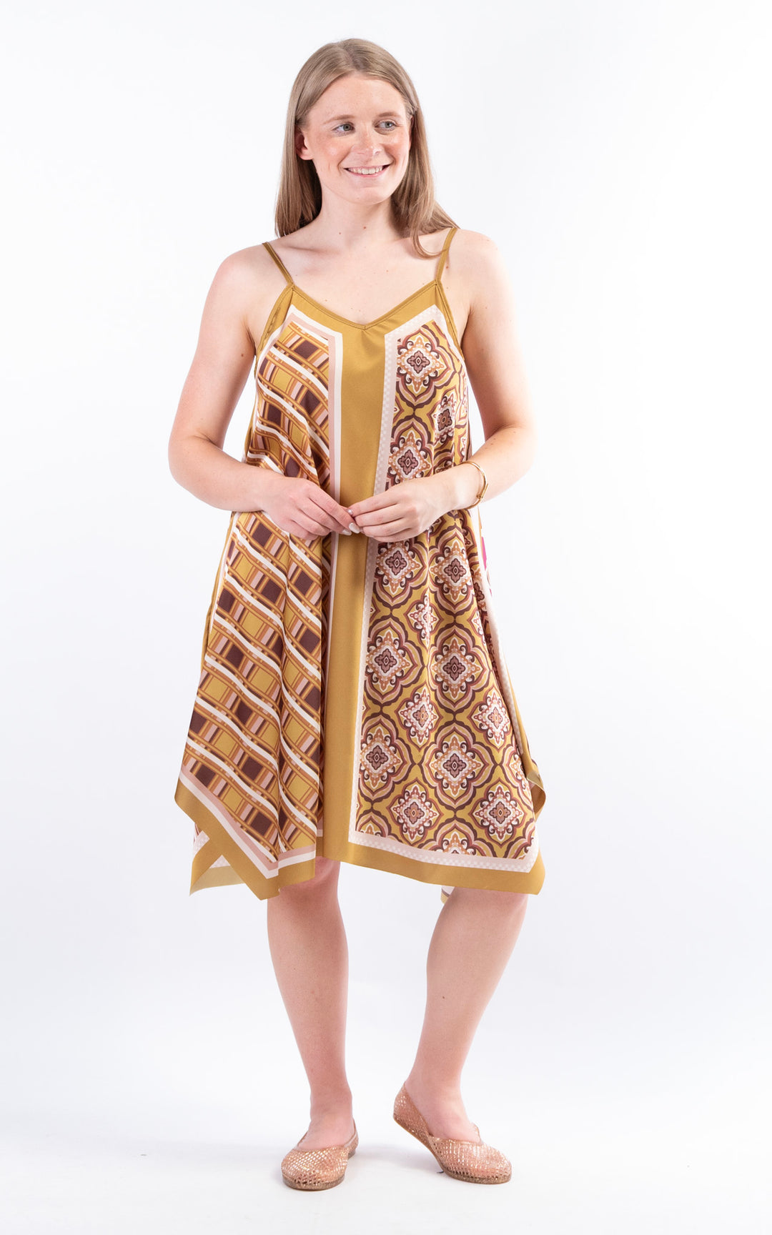 Handkerchief Paisley Dress | Mustard