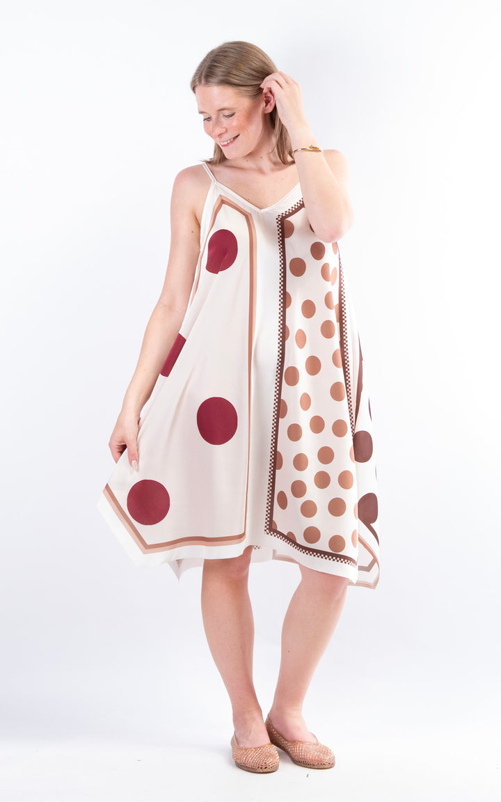 Handkerchief Polka Dot Dress | Beige