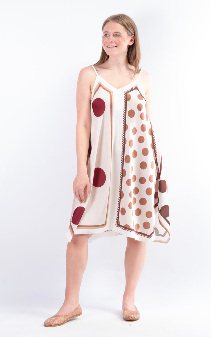 Handkerchief Polka Dot Dress | Beige