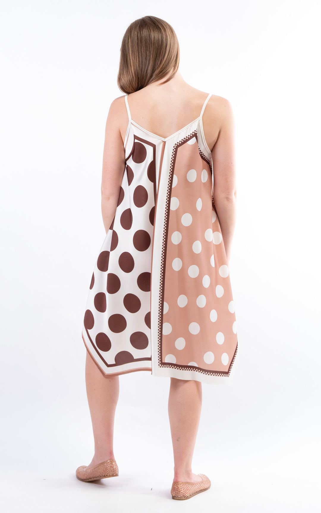 Handkerchief Polka Dot Dress | Beige