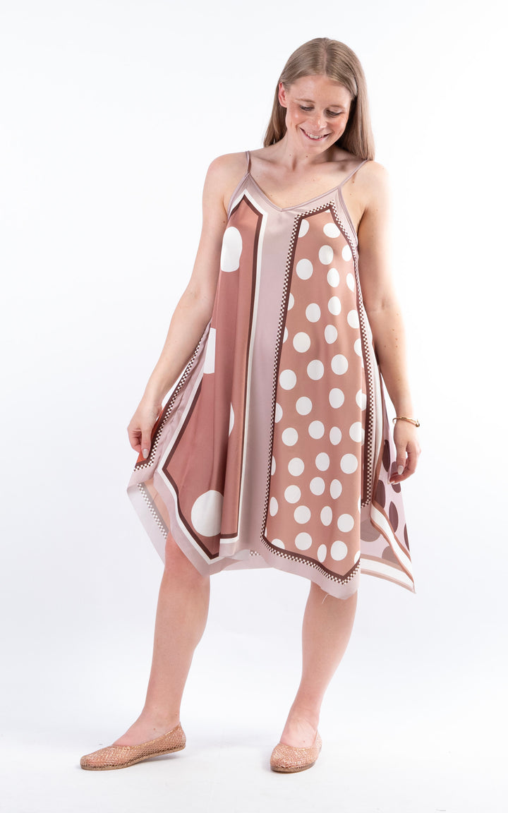Handkerchief Polka Dot Dress | Champagne