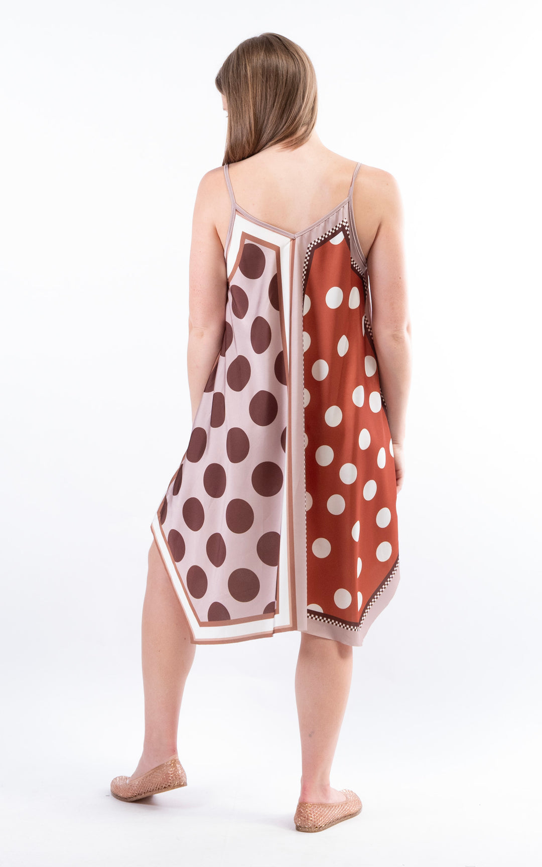 Handkerchief Polka Dot Dress | Champagne