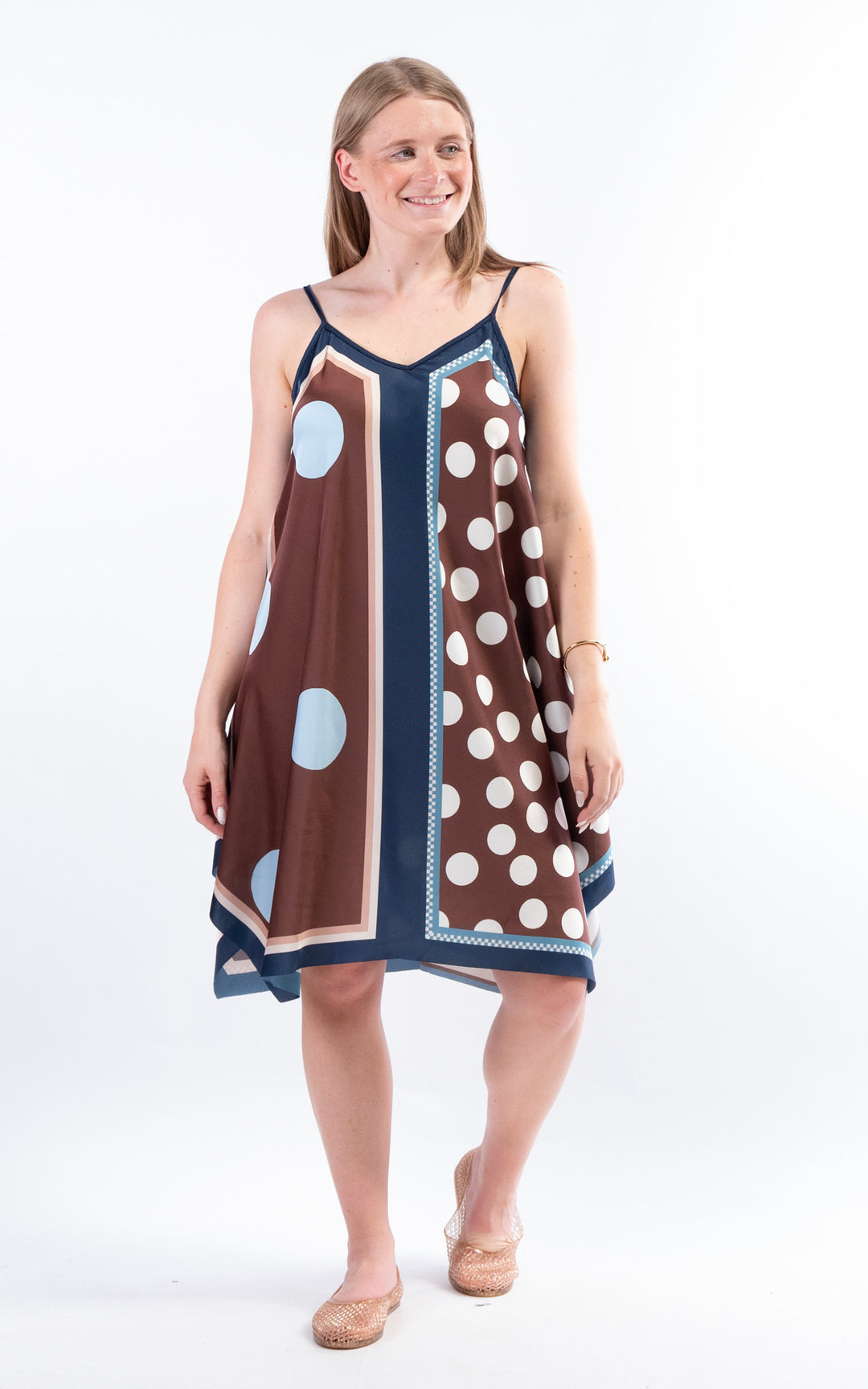 Handkerchief Polka Dot Dress | Navy