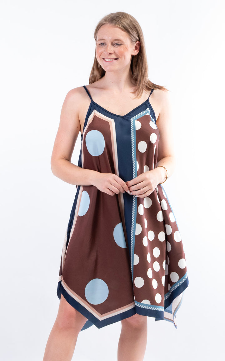 Handkerchief Polka Dot Dress | Navy