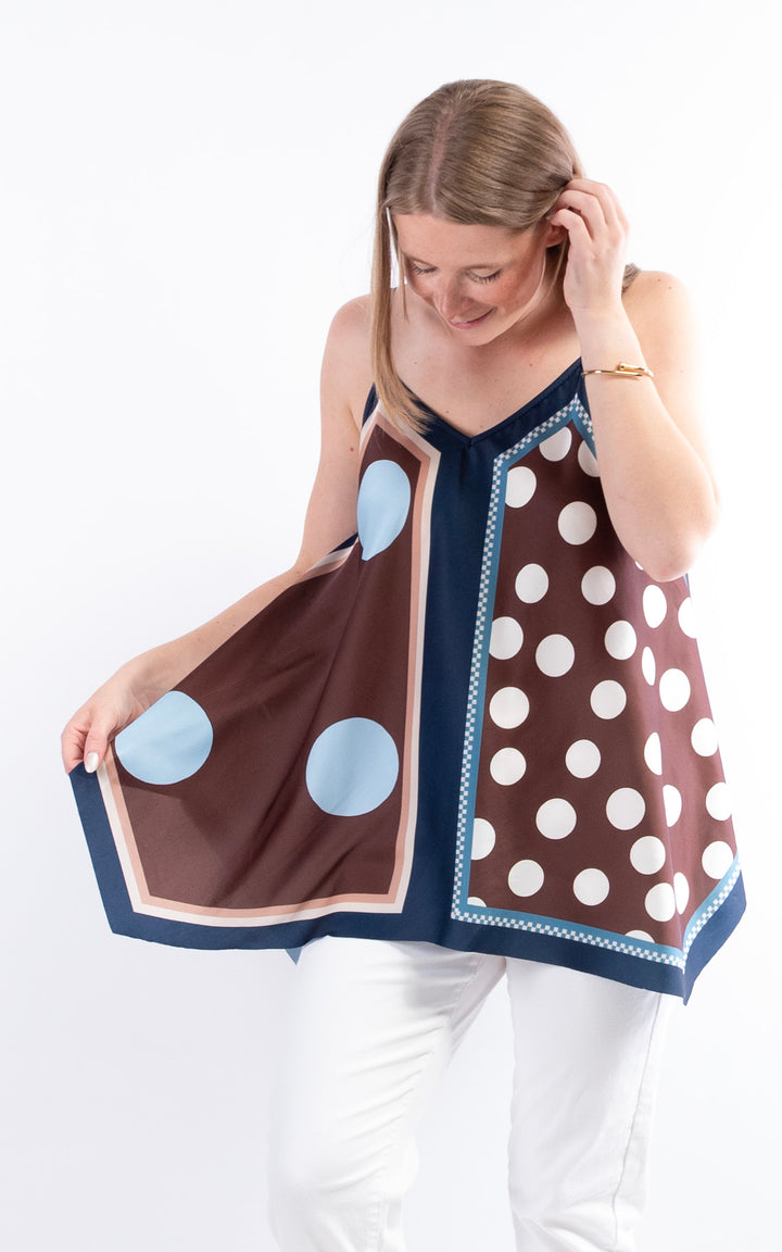 Handkerchief Polka Dot Vest | Navy