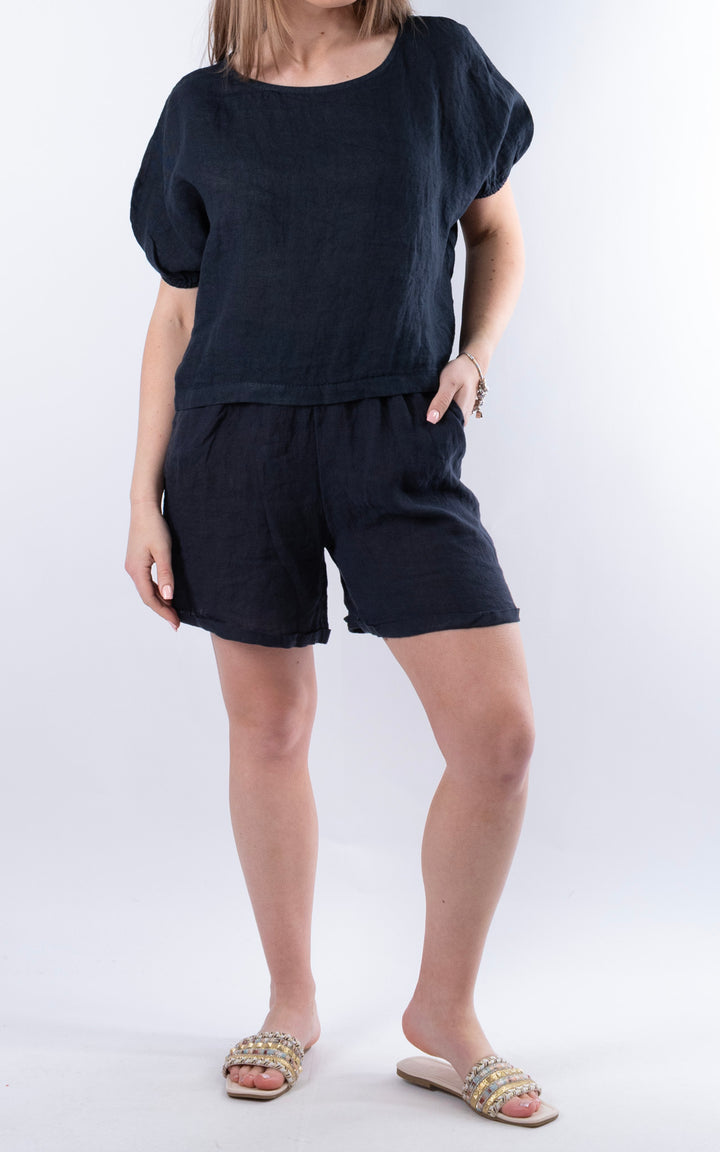 Harriet Linen T | Navy