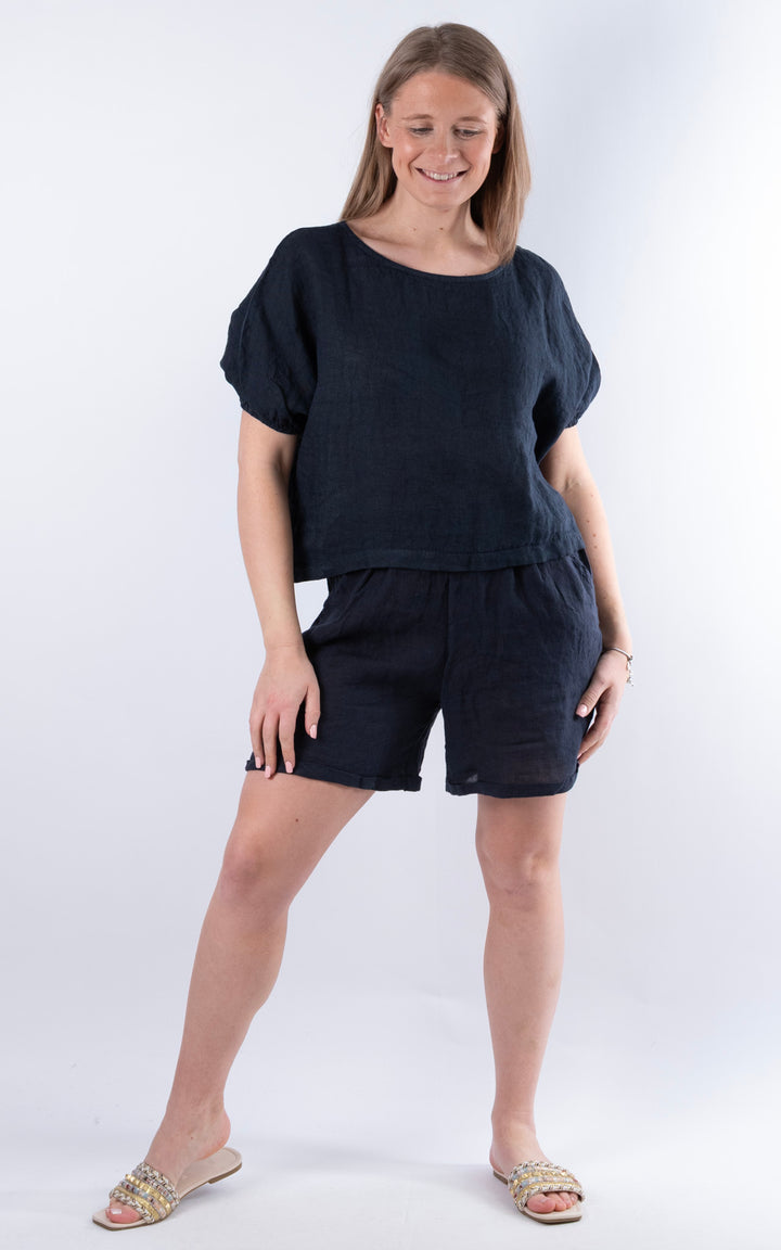 Harriet Linen T | Navy