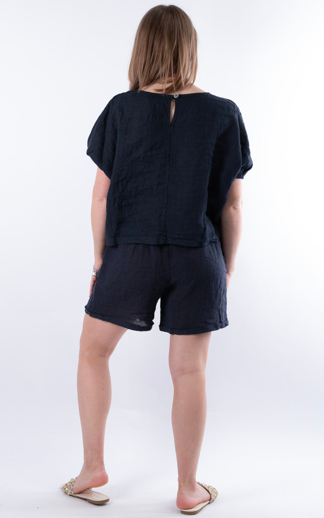Harriet Linen T | Navy