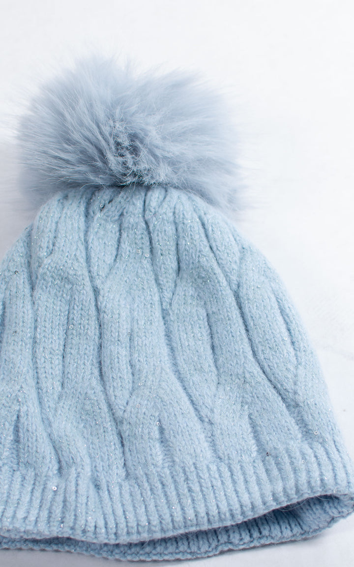 Hat | Cable Knit | Baby Blue