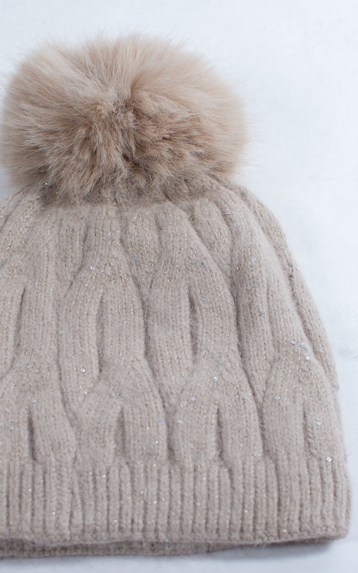 Hat | Cable Knit | Taupe