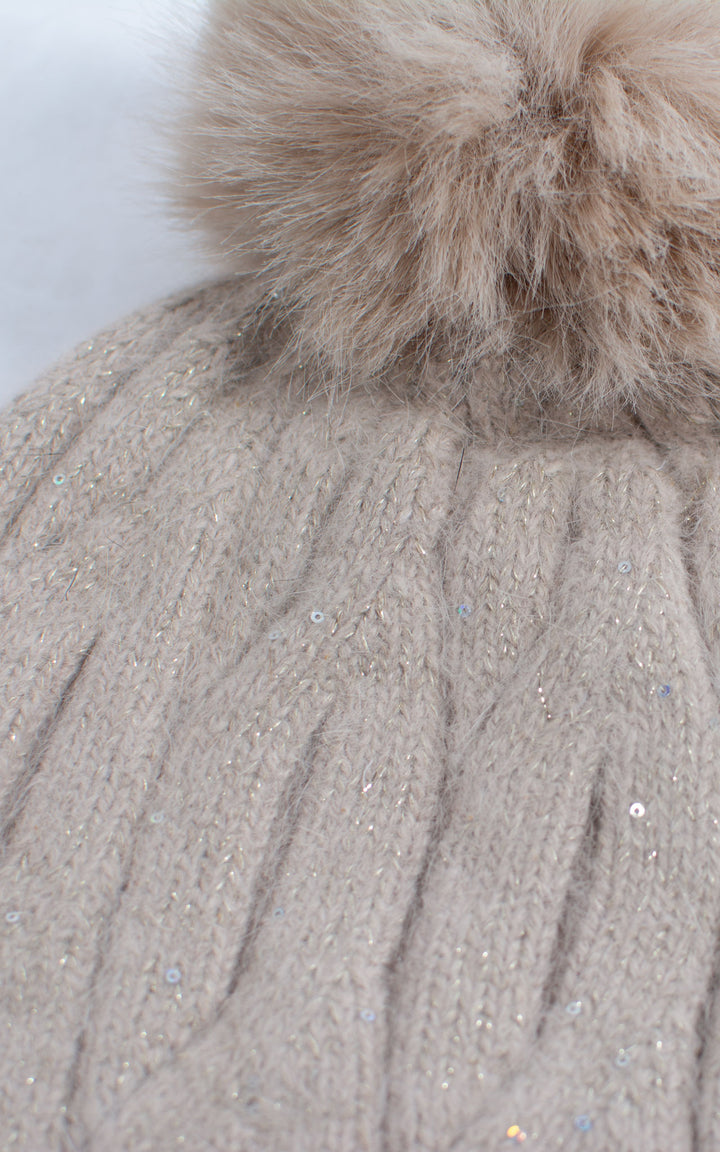 Hat | Cable Knit | Taupe