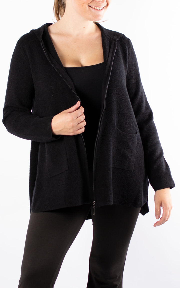 Hazel Hooded Cardigan | Black