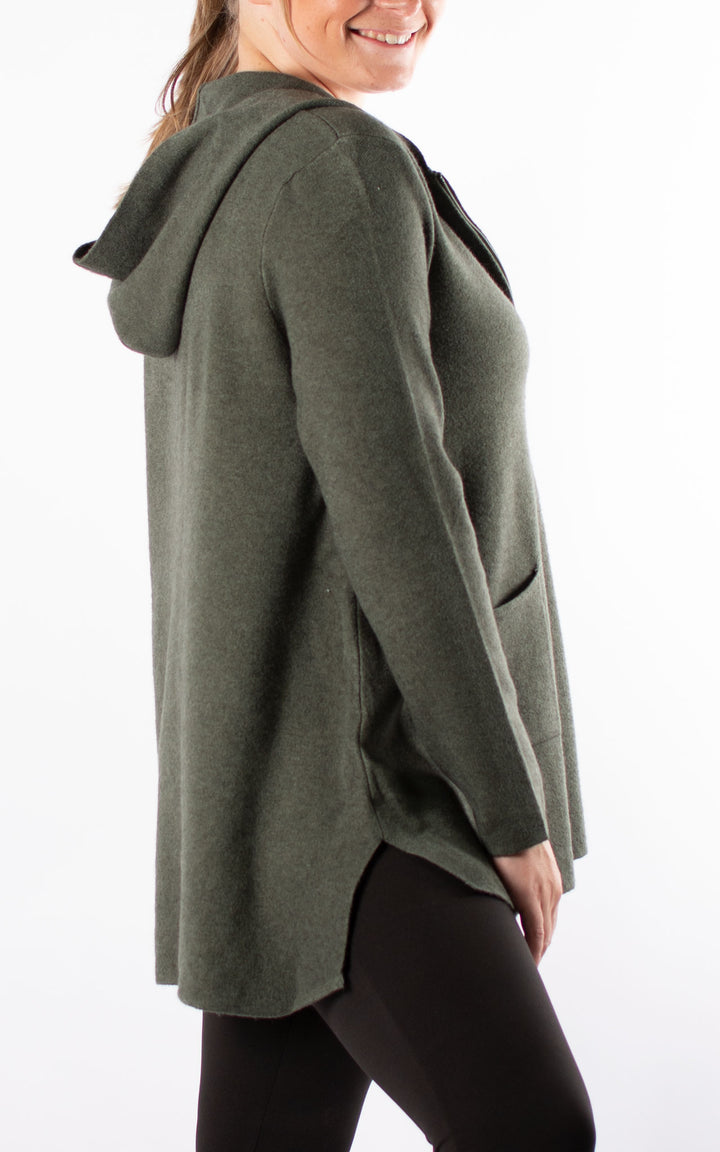 Hazel Hooded Cardigan | Khaki