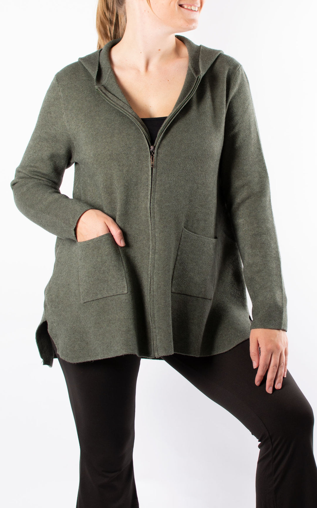 Hazel Hooded Cardigan | Khaki