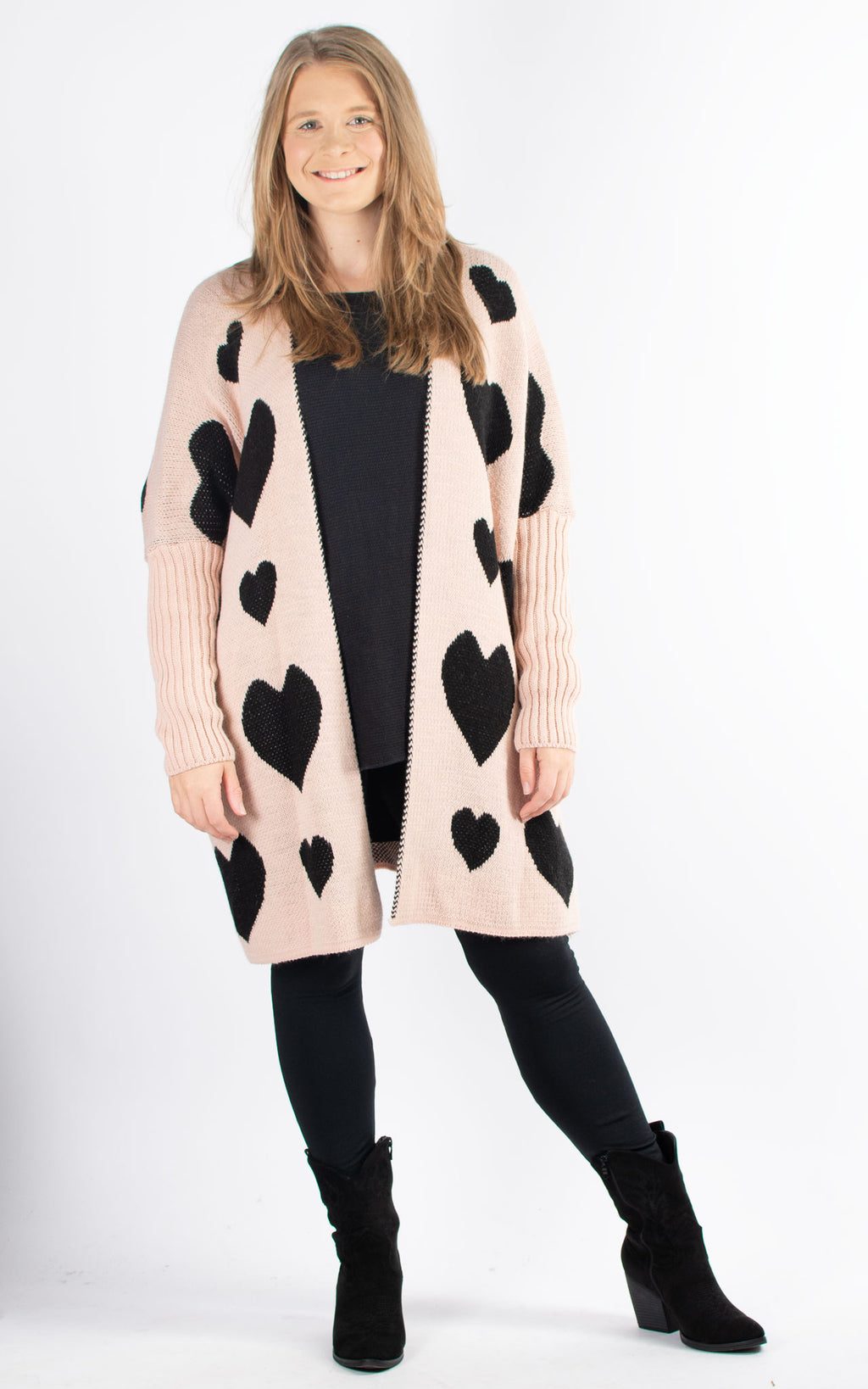 Heart Pattern Cardigan | Pink