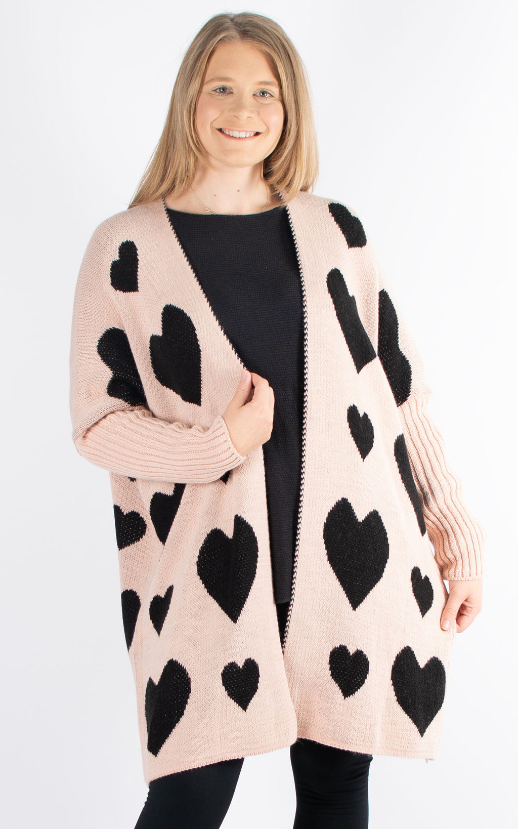 Heart Pattern Cardigan | Pink