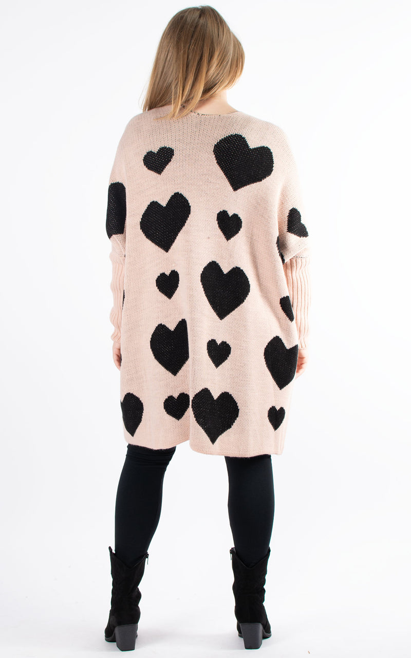 Heart Pattern Cardigan | Pink