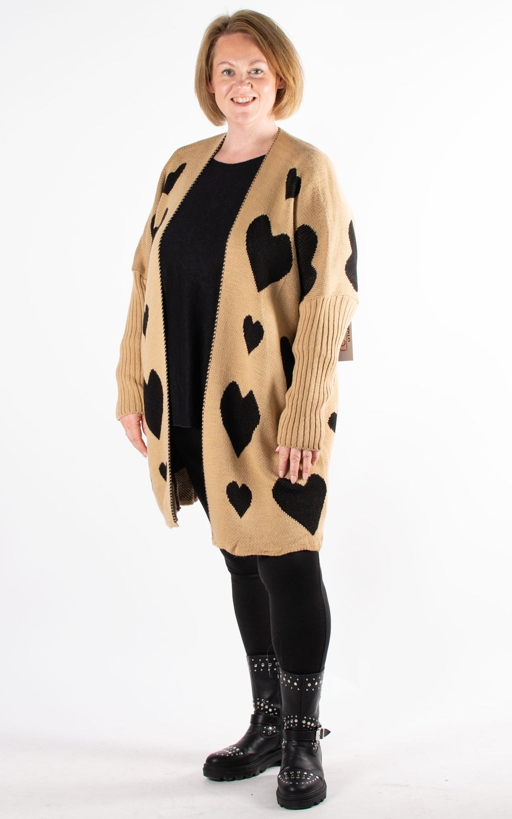 Heart Pattern Cardigan | Tan
