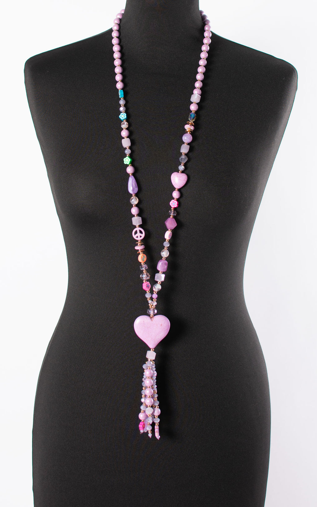 Heart Tassel Necklace | Lilac