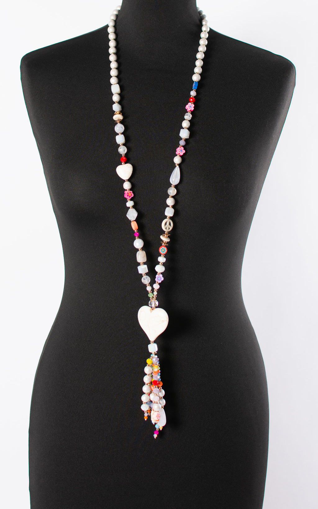 Heart Tassel Necklace | Pearl