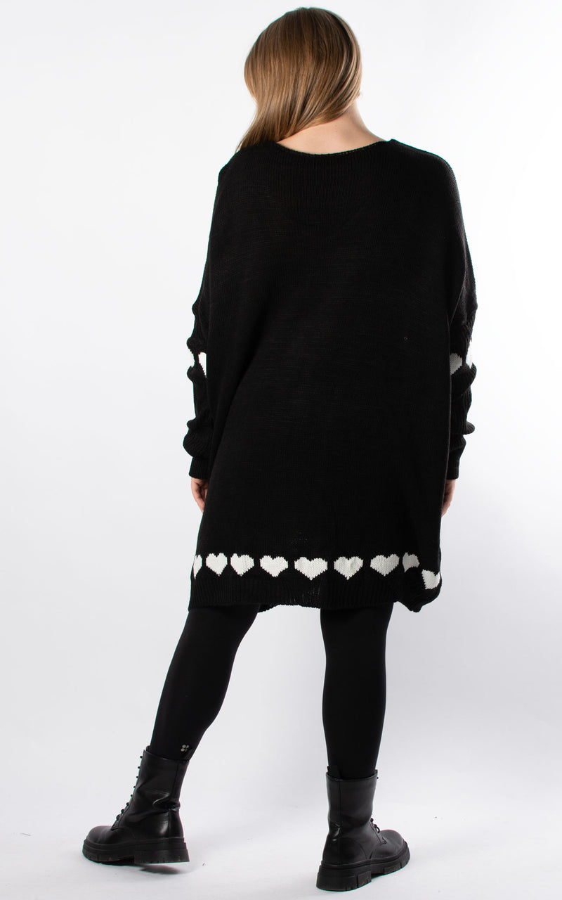 Heart Trim Jumper Tunic | Black