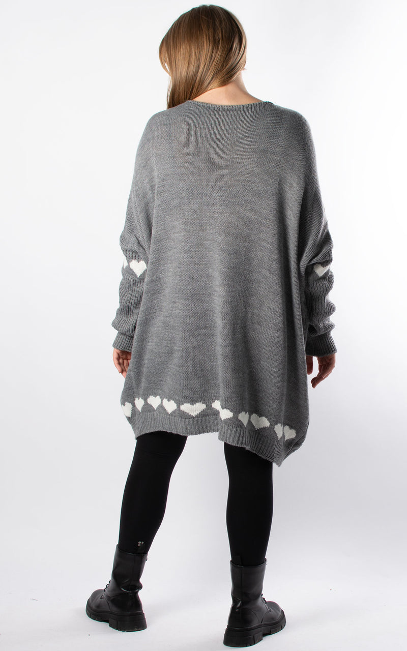 Heart Trim Jumper Tunic | Grey