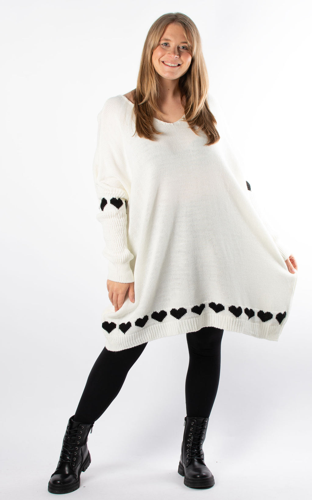 Heart Trim Jumper Tunic | White