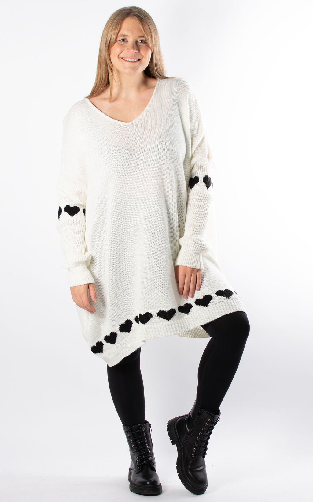 Heart Trim Jumper Tunic | White