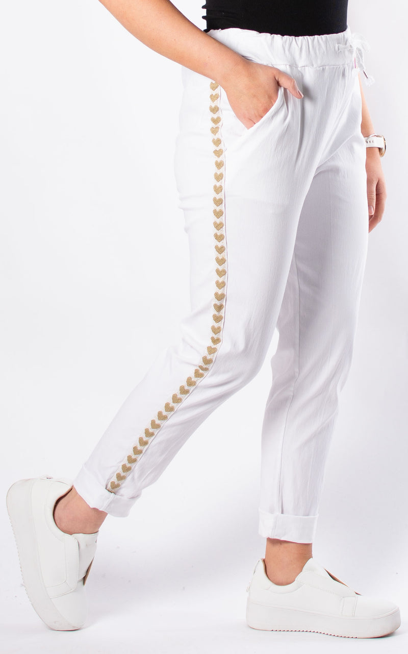 Hearts Strap Magic Jogger | White