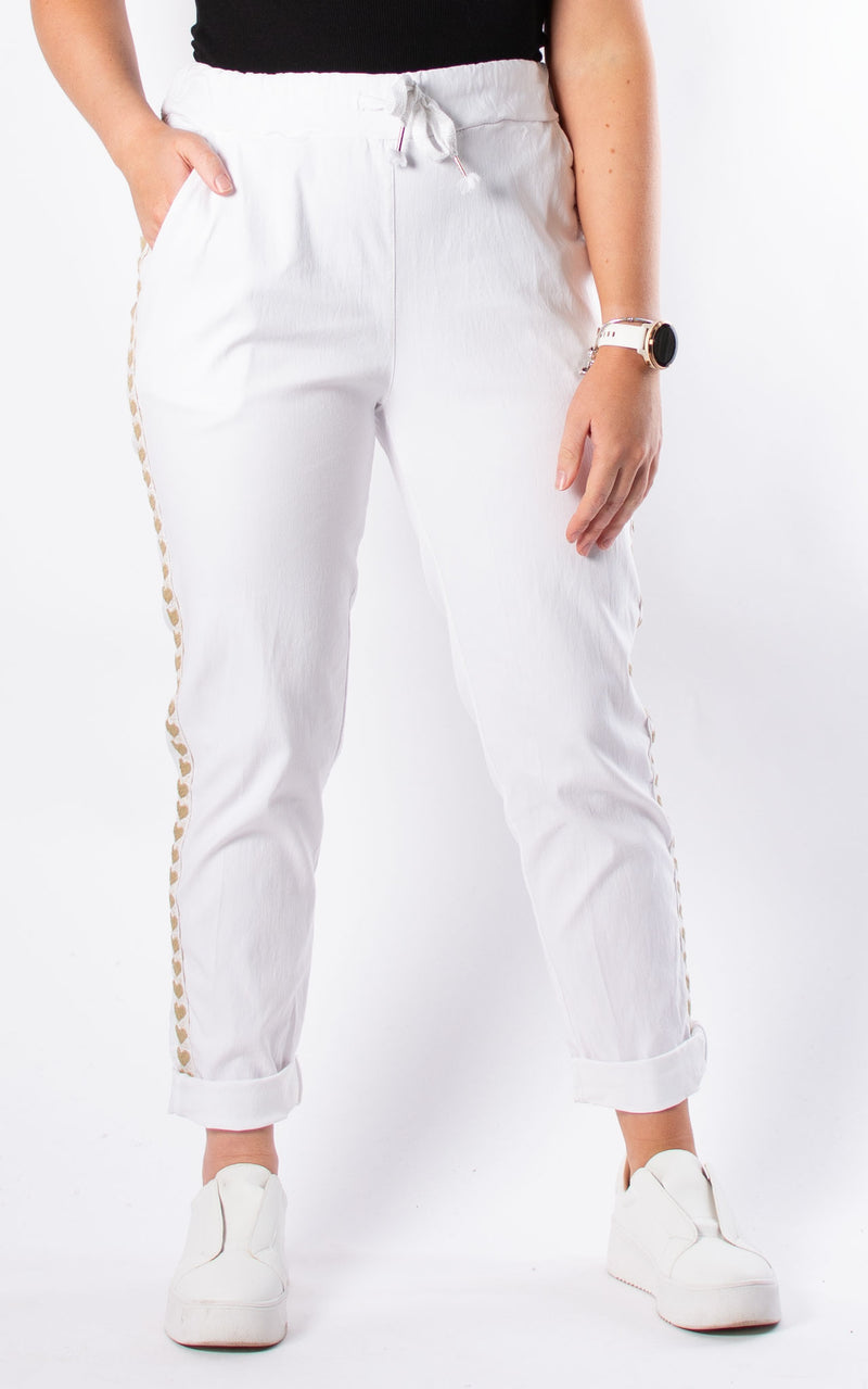 Hearts Strap Magic Jogger | White