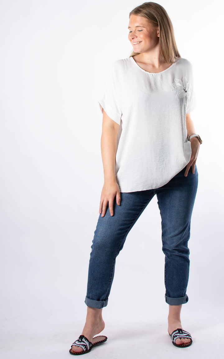 Heather Flower Top | White
