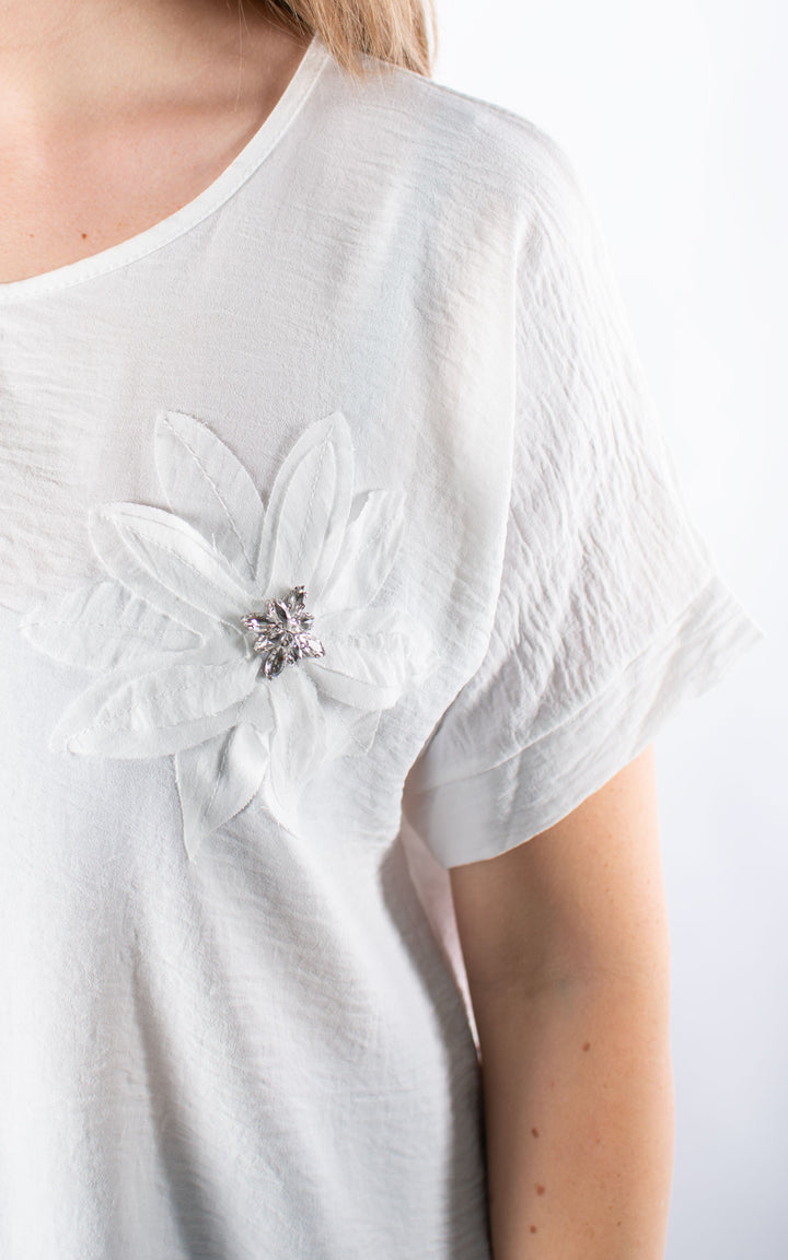 Heather Flower Top | White