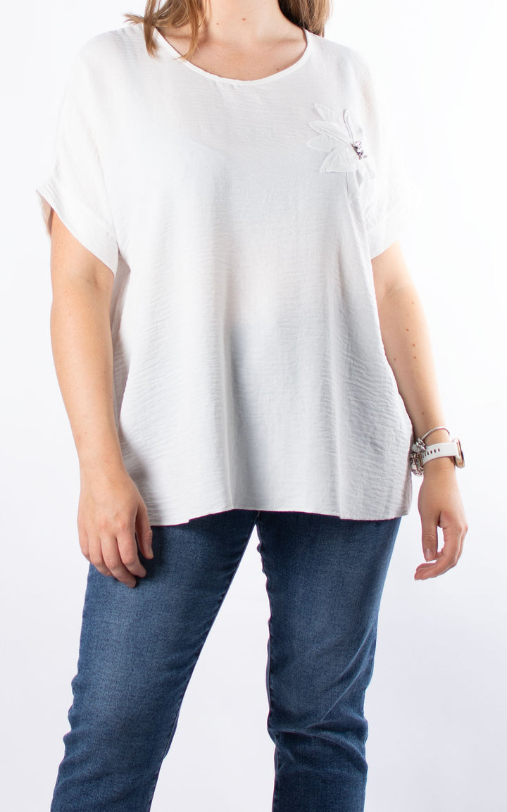 Heather Flower Top | White