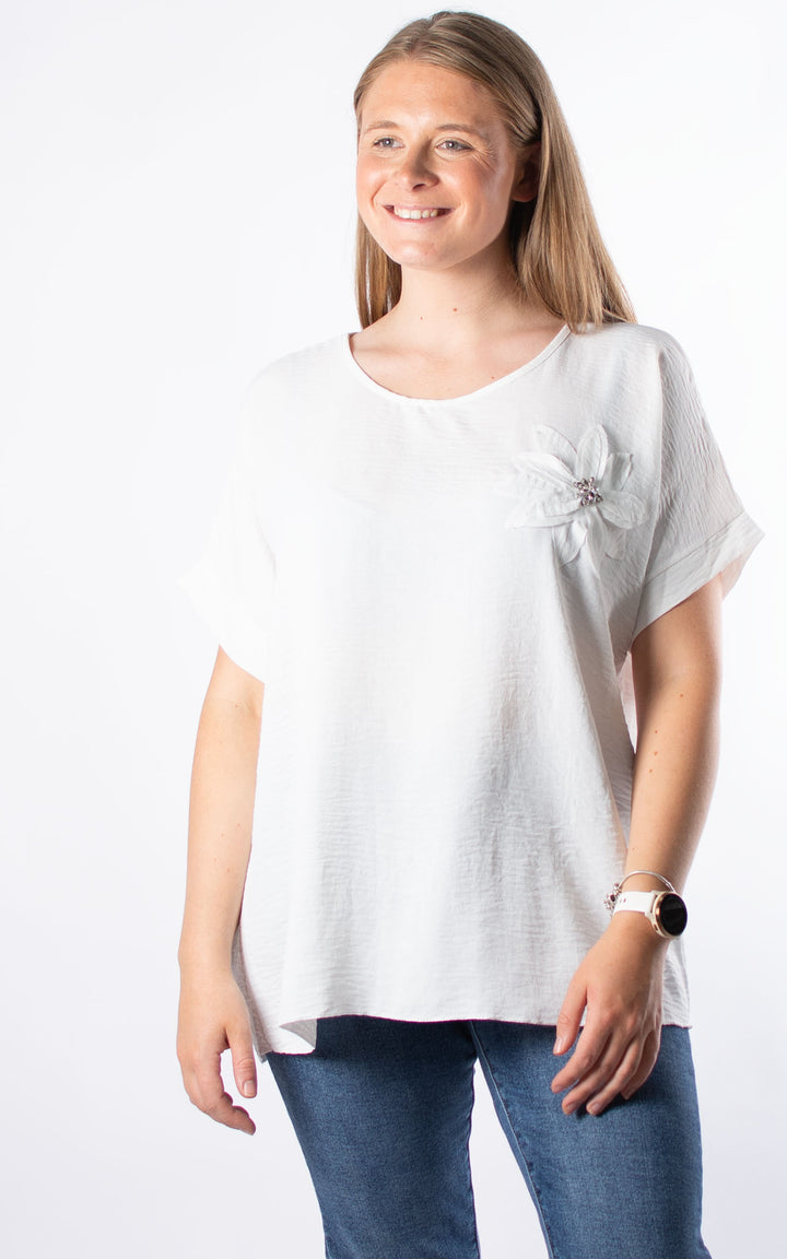 Heather Flower Top | White