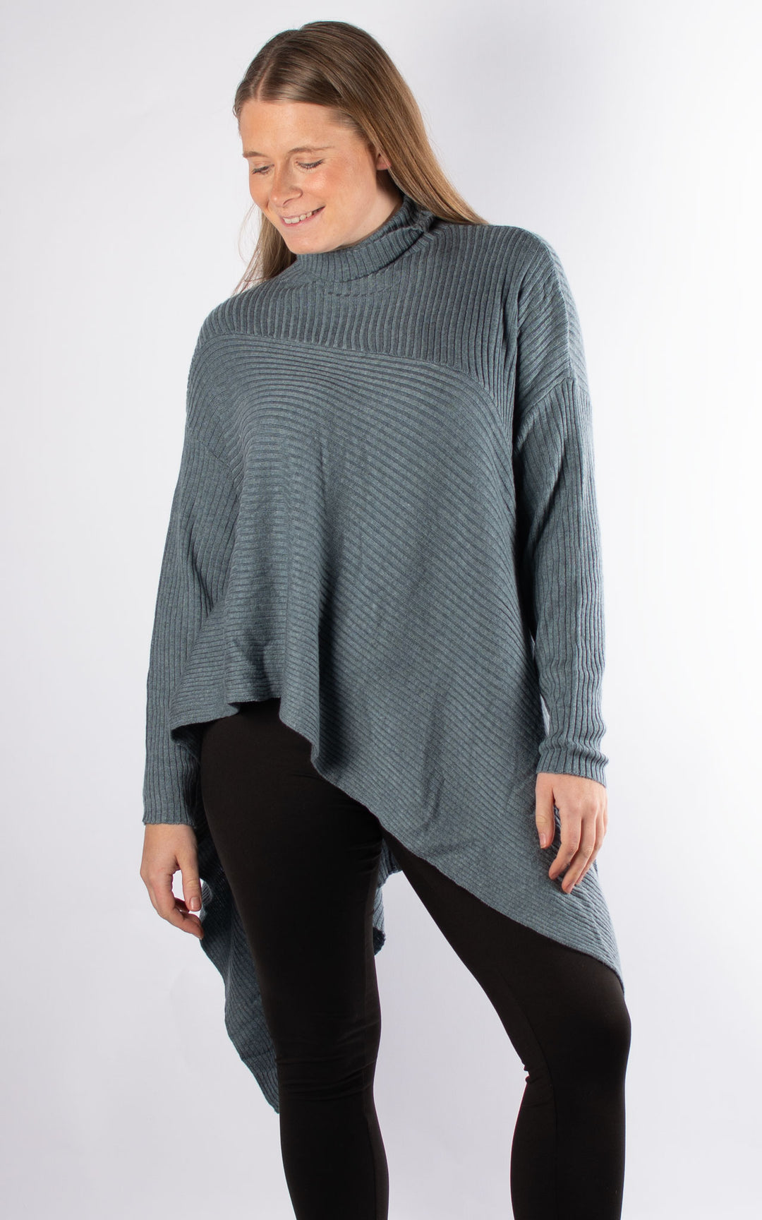 High Neck Ribbed Jumper | Dark Grey