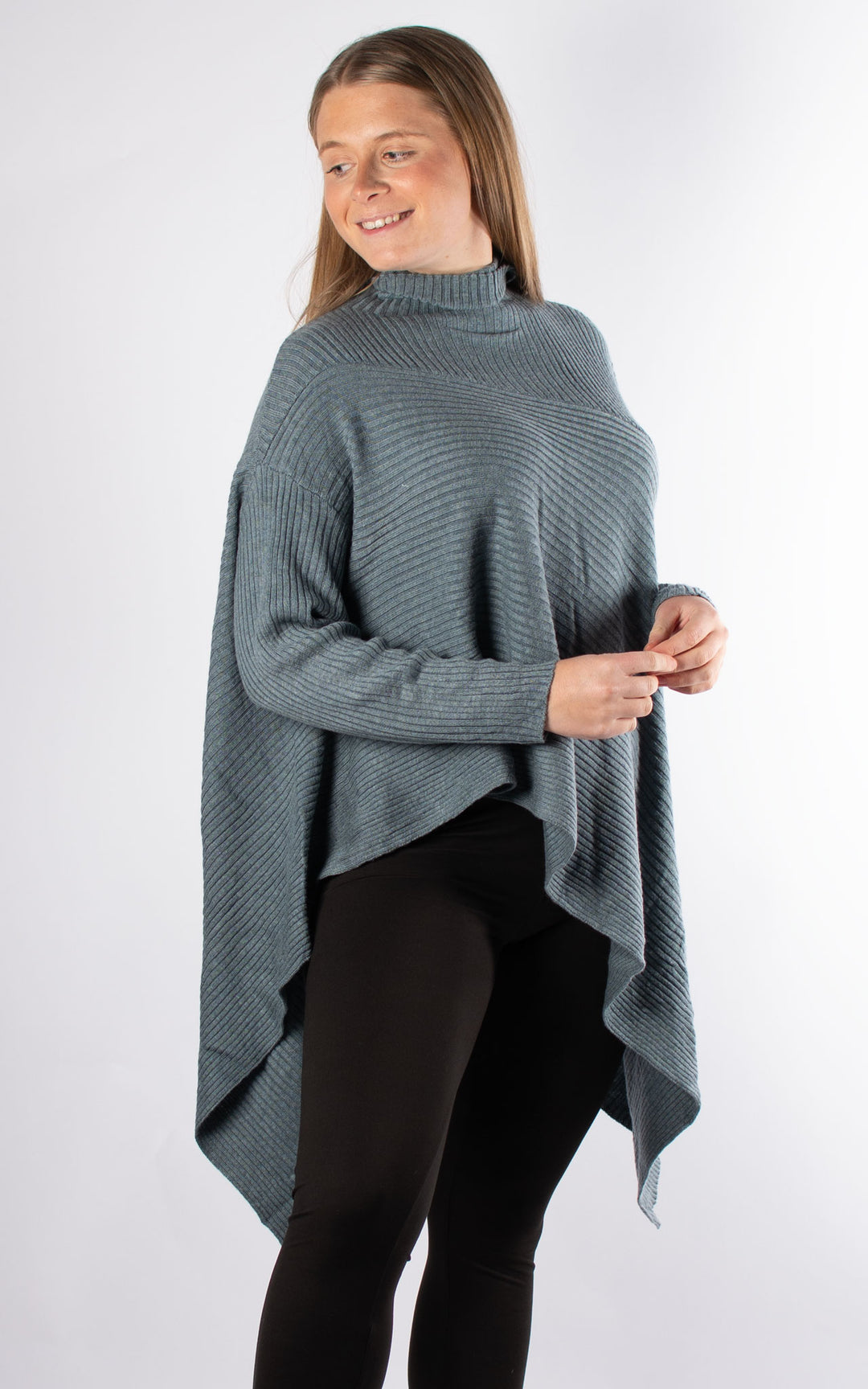 High Neck Ribbed Jumper | Dark Grey