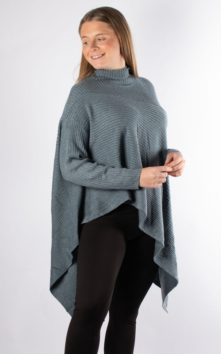 High Neck Ribbed Jumper | Dark Grey