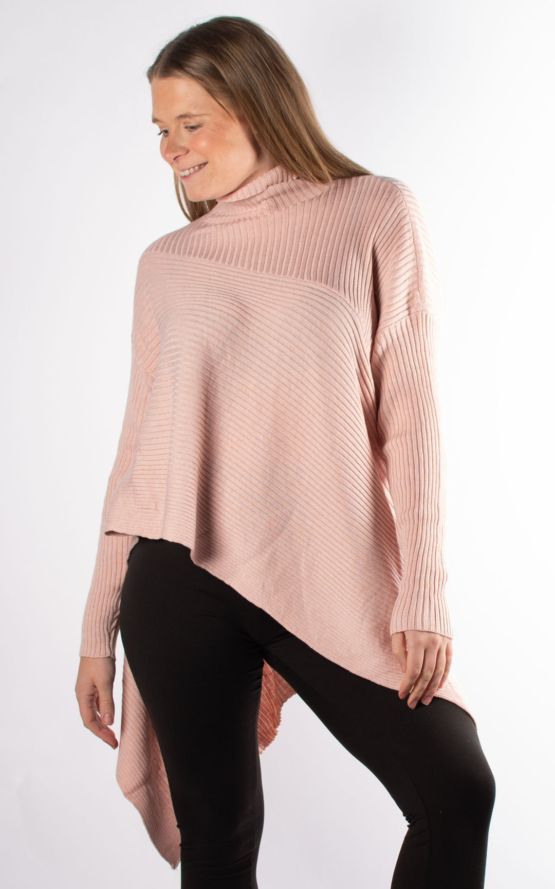 High Neck Ribbed Jumper | Pink