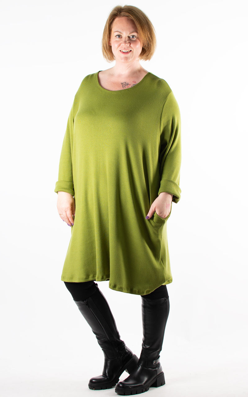 Holly Thin Knit Dress | Moss Green