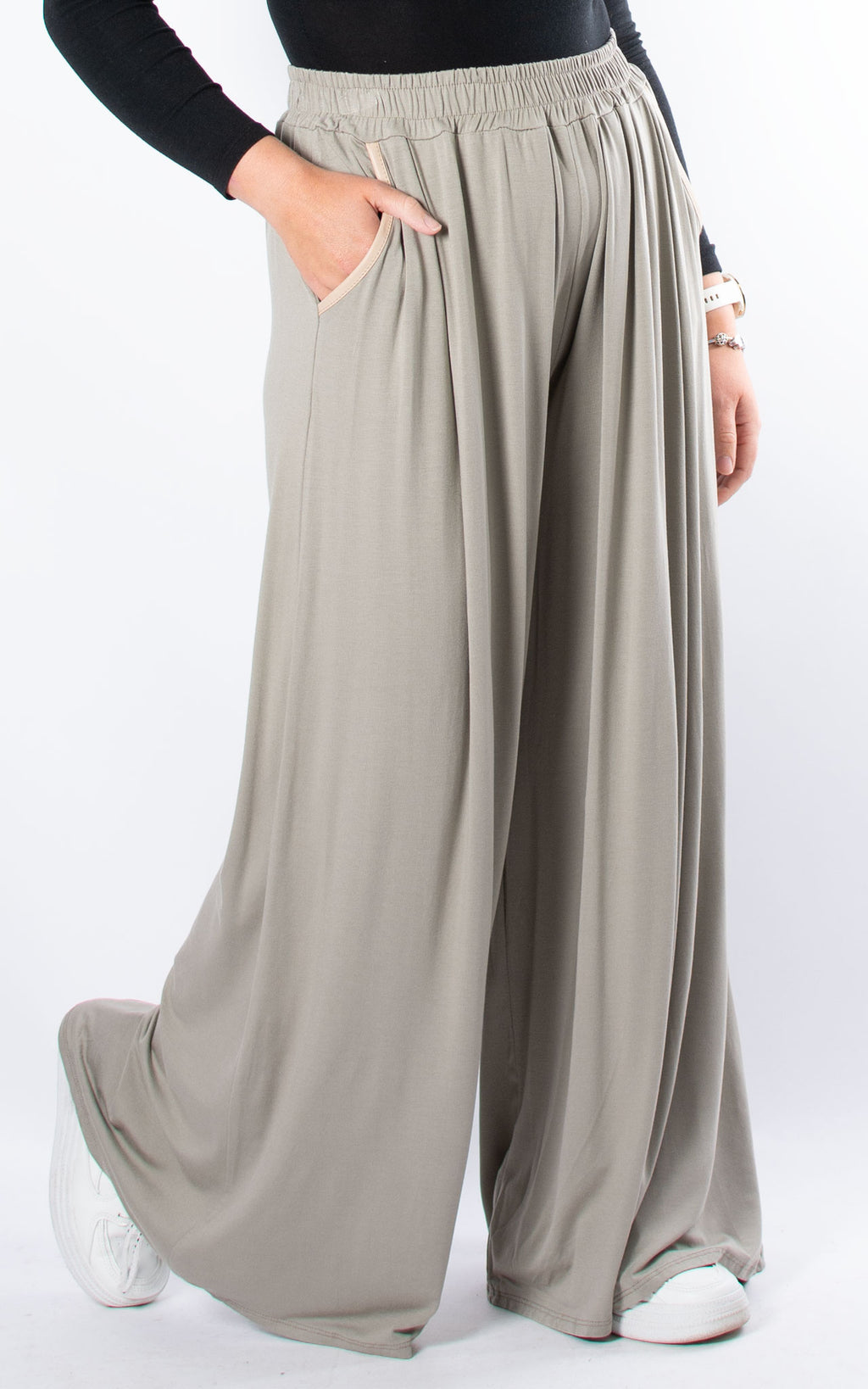 Mabel Wide Leg Trouser | Taupe