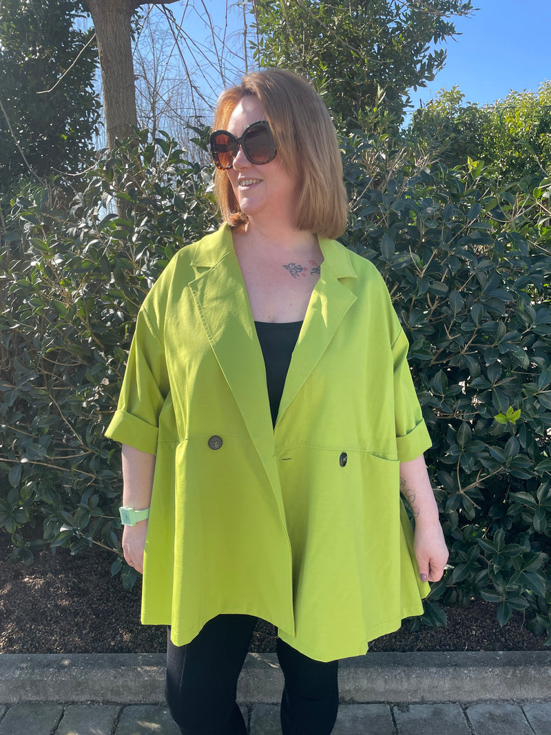 *PRE-ORDER* Gabby Short Trench Coat | Lime