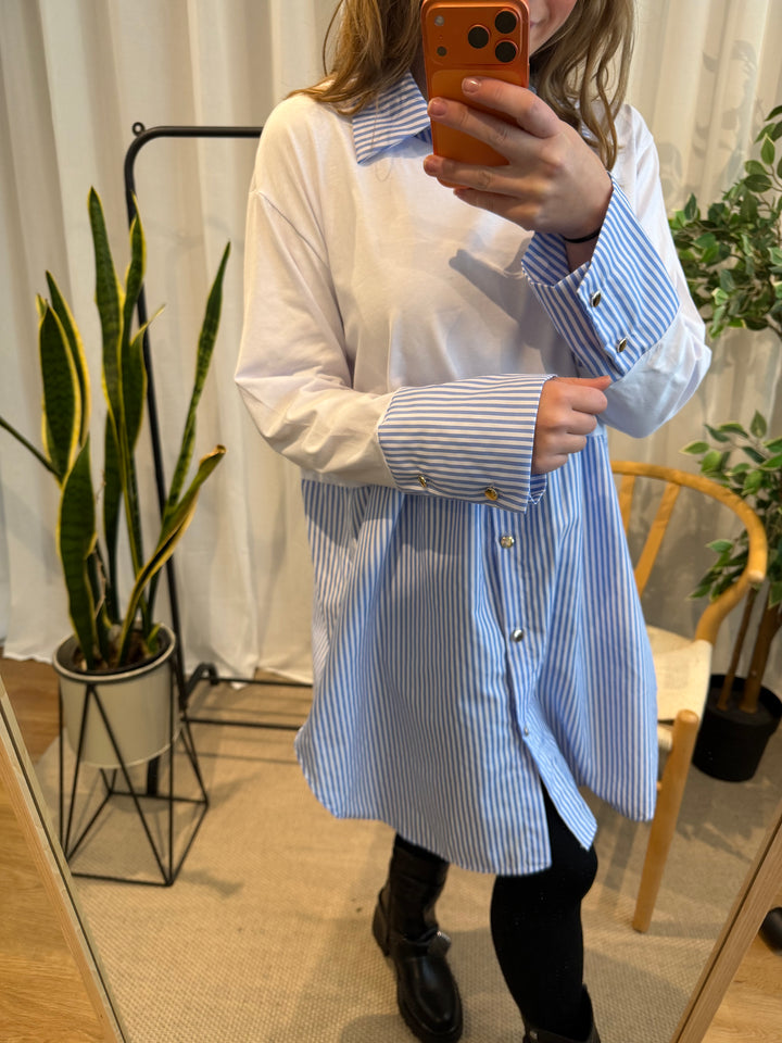 Debbie Shirt Top | White and Blue Stripe