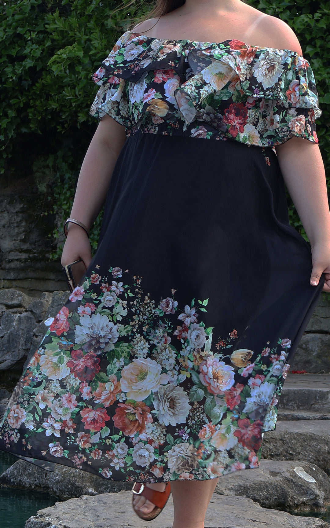 Chiffon Dress | Maxi | Floral | Black