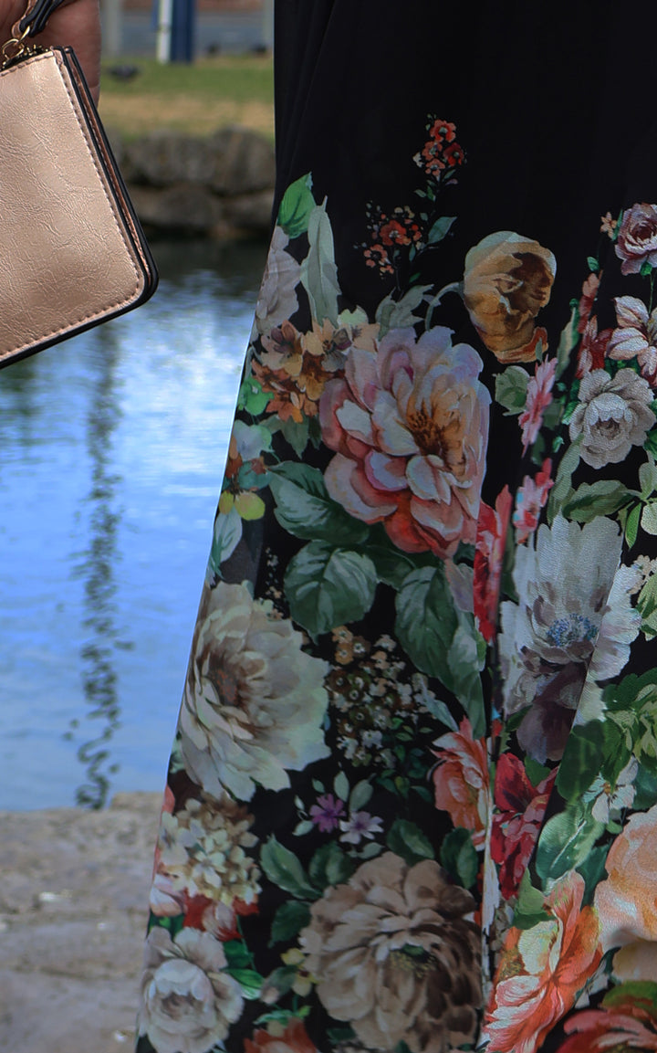 Chiffon Dress | Maxi | Floral | Black