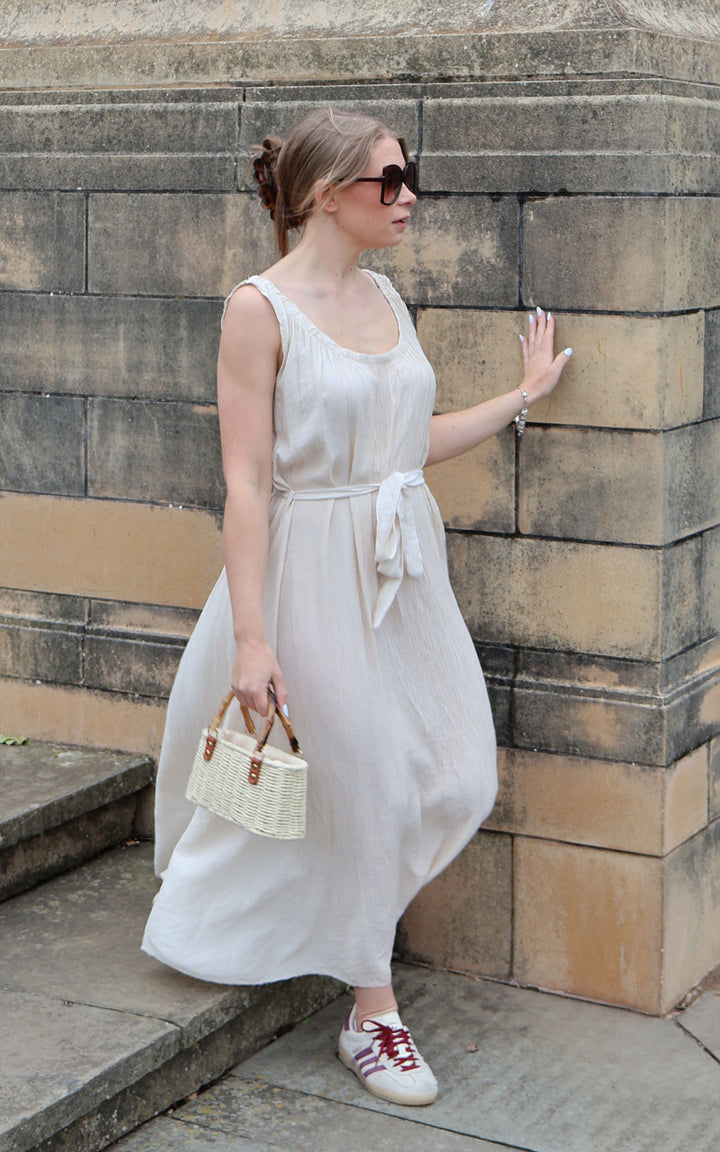 Cleo Crinkle Dress | Beige