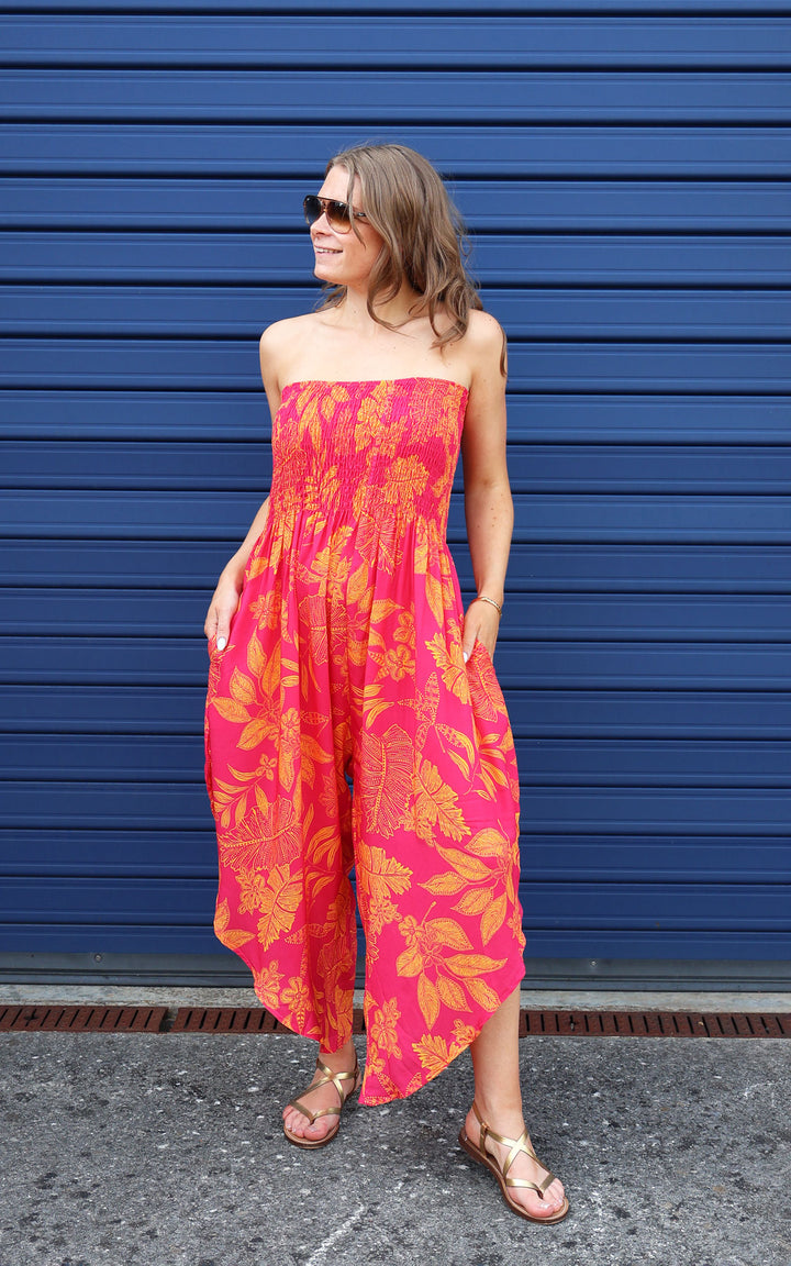 Yolanda Floral Jumpsuit | Hot Pink