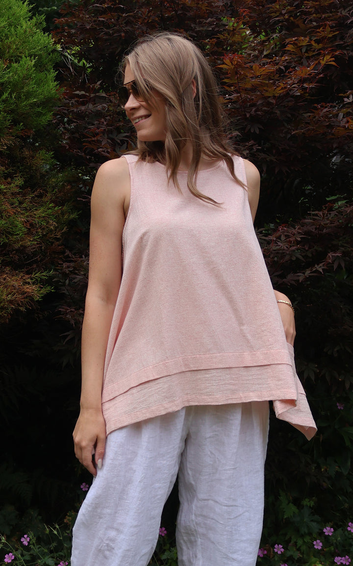 Ella Linen Mix Pocket Top | Pink