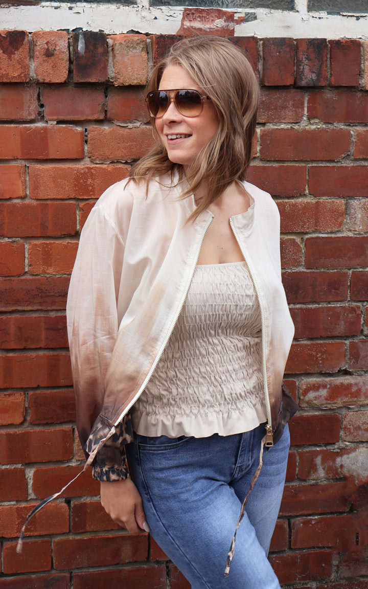 Ombre Bomber Jacket | Beige