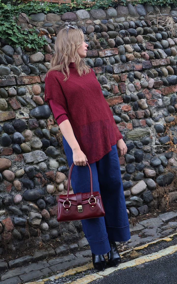 Fine Knit Poncho | Wine